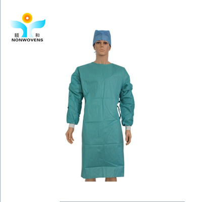 PP PE Disposable Isolation Gown Impervious With Sleeve Knitted Cuff