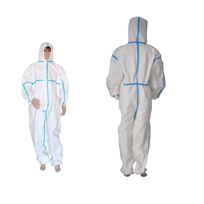 Breathable Disposable Protective Coverall In PP SMS Microporous Fabric Zipper Front