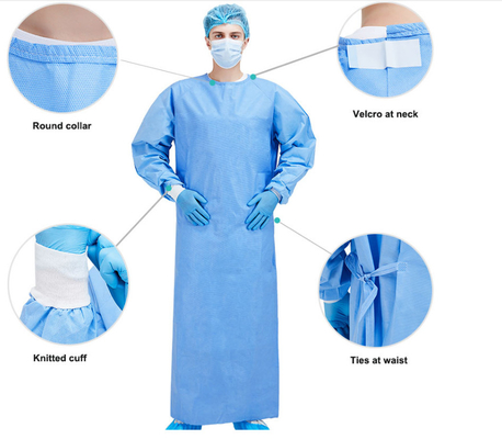 Anti-Alcohol Protective Surgical Gown With Knitted Cuff Comfortable And Eco-Friendly Design