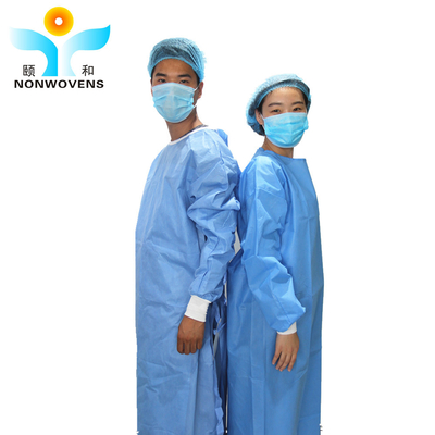 30-50gsm Blue Disposable Surgical Gowns For Infection Control
