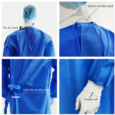 30-50gsm Blue Disposable Surgical Gowns For Infection Control