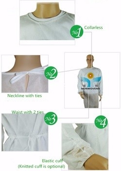 SPP Or SMS Material Disposable Isolation Gown With Different Weight